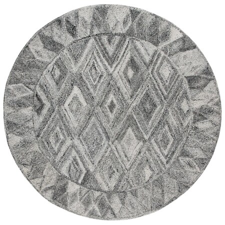 Safavieh 6 x 6 ft. Abstract Hand Tufted Round Area Rug; Grey & Black ABT618F-6R